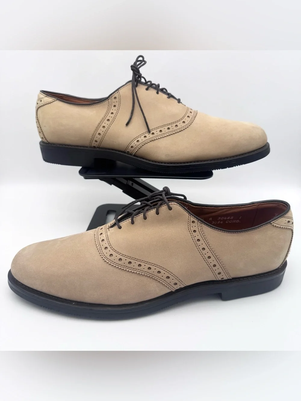 Allen Edmonds Greenwood Tan Suede Saddle Oxford Shoes Men's Size 10.5 A